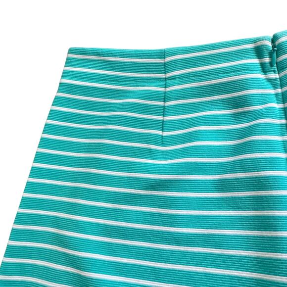 Talbots Turquoise White Striped Stretchy Pencil Skirt Coastal Beach Size 12 - Picture 8 of 8